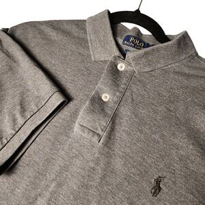 Ralph Lauren Mens Polo Shirt Short Sleeve Heathered Brown Embroidered Pony